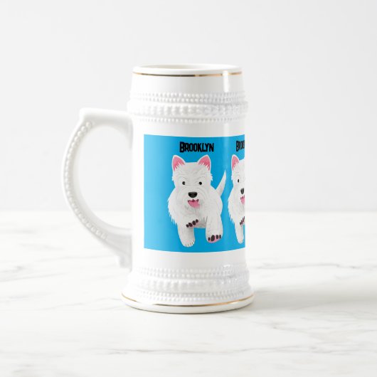 Schattig wit west highland terrier cartoon bierpul (Links)