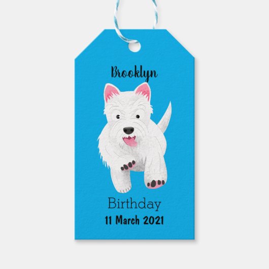 Schattig wit west highland terrier cartoon cadeaulabel (Voorkant)