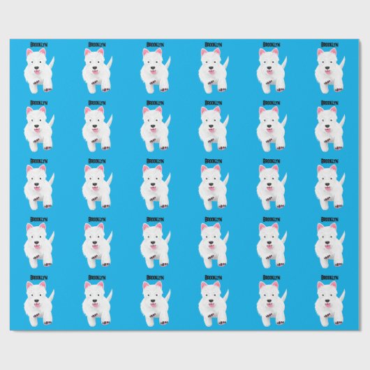 Schattig wit west highland terrier cartoon cadeaupapier (Vlak)