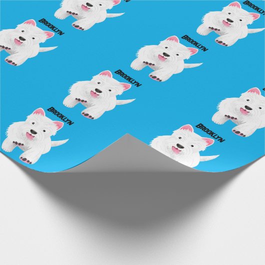 Schattig wit west highland terrier cartoon cadeaupapier (Hoek)