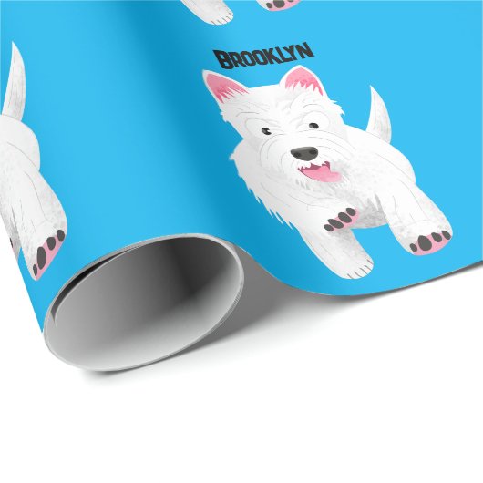 Schattig wit west highland terrier cartoon cadeaupapier (Rol Hoek)