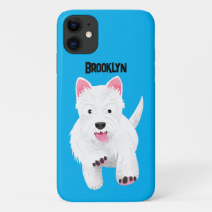 Schattig wit west highland terrier cartoon Case-Mate iPhone case