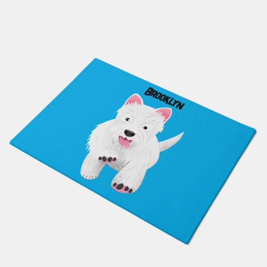 Schattig wit west highland terrier cartoon deurmat (Schuin)