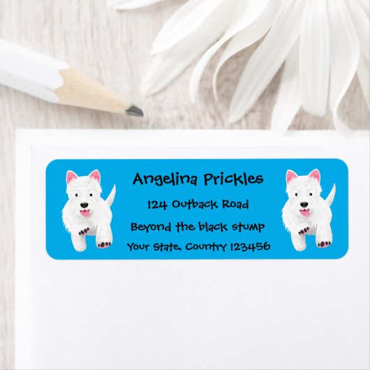 Schattig wit west highland terrier cartoon etiket (Insitu)