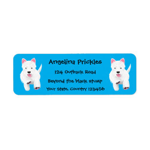 Schattig wit west highland terrier cartoon etiket