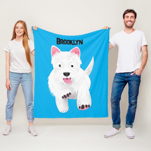 Schattig wit west highland terrier cartoon fleece deken (In situ)