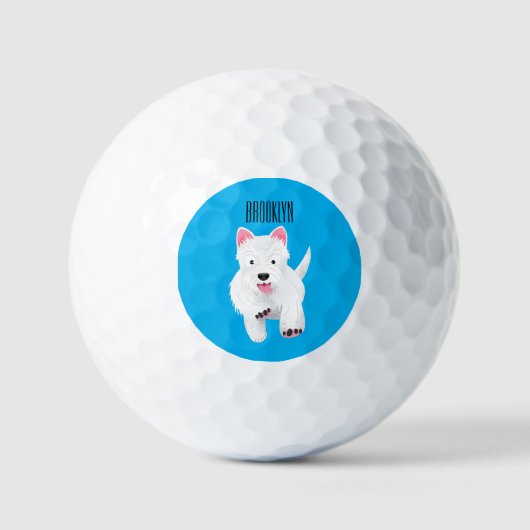 Schattig wit west highland terrier cartoon golfballen (Voorkant)