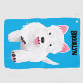 Schattig wit west highland terrier cartoon golfhanddoek (Horizontaal)