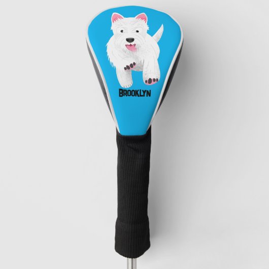 Schattig wit west highland terrier cartoon golfheadcover (Voorkant)