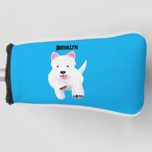 Schattig wit west highland terrier cartoon golfheadcover (Voorkant)