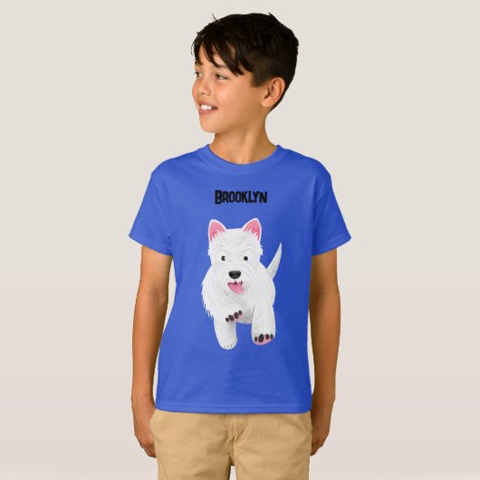 Schattig wit west highland terrier cartoon hond t-shirt (Voorkant volledig)