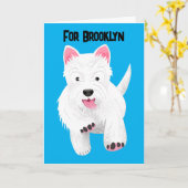 Schattig wit west highland terrier cartoon kaart (Gele Bloem)