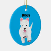 Schattig wit west highland terrier cartoon keramisch ornament (Rechts)