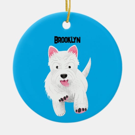Schattig wit west highland terrier cartoon keramisch ornament (Voorkant)
