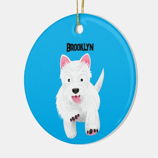 Schattig wit west highland terrier cartoon keramisch ornament (Links)