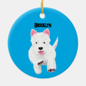 Schattig wit west highland terrier cartoon keramisch ornament (Achterkant)