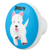 Schattig wit west highland terrier cartoon keramische knop (Rechts)