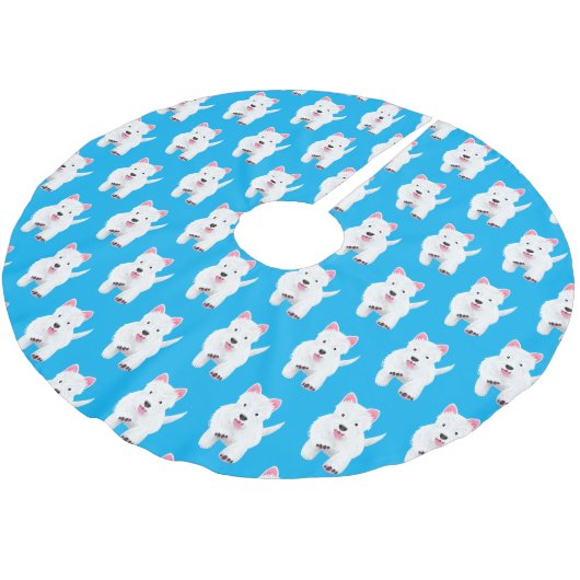 Schattig wit west highland terrier cartoon kerstboom rok (Gekanteld)