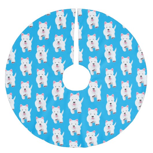 Schattig wit west highland terrier cartoon kerstboom rok (Voorkant)