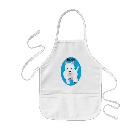 Schattig wit west highland terrier cartoon kinder schort (Voorkant)