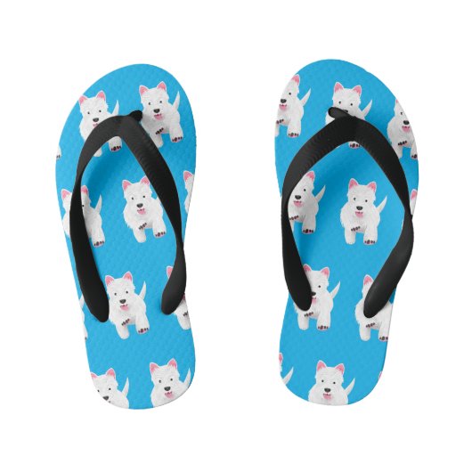Schattig wit west highland terrier cartoon kinder teenslippers (Voetbed)