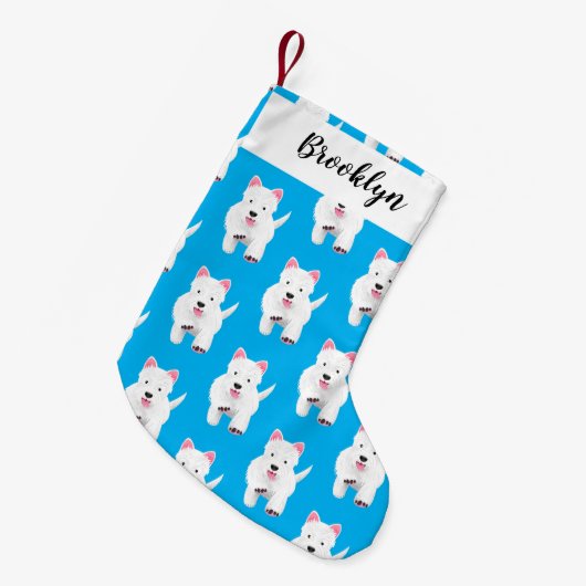 Schattig wit west highland terrier cartoon kleine kerstsok (Voorkant (Hangend))