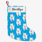 Schattig wit west highland terrier cartoon kleine kerstsok (Voorkant)