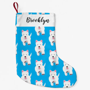 Schattig wit west highland terrier cartoon kleine kerstsok