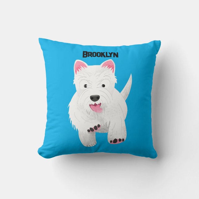 Schattig wit west highland terrier cartoon kussen (Voorkant)