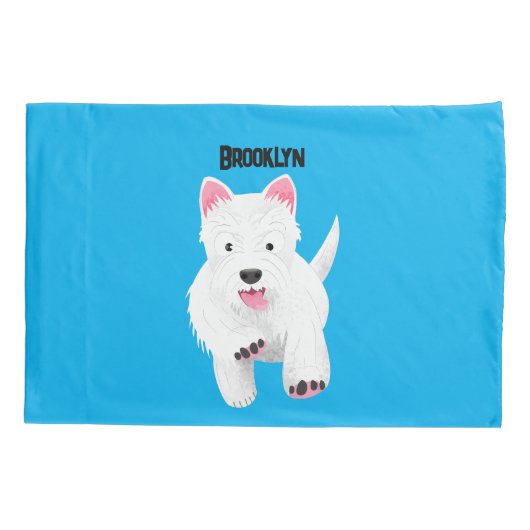 Schattig wit west highland terrier cartoon kussensloop (Achterkant)