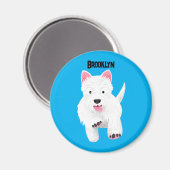 Schattig wit west highland terrier cartoon magneet (Voorkant / Achterkant)