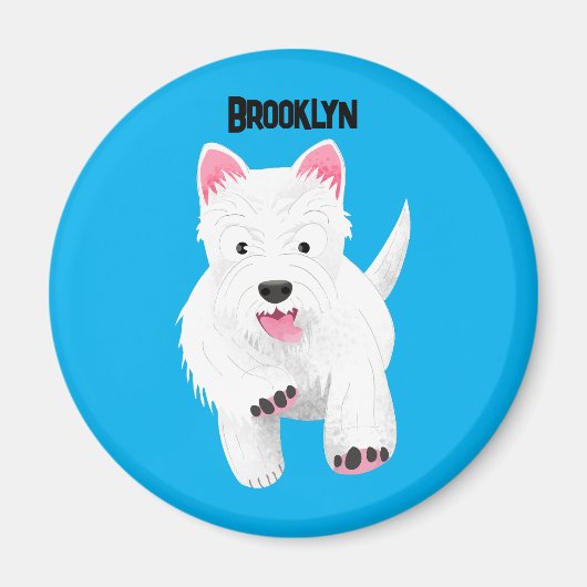 Schattig wit west highland terrier cartoon magneet (Voorkant)
