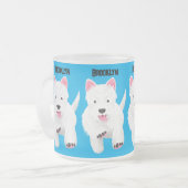 Schattig wit west highland terrier cartoon matglas koffiemok (Voorkant links)
