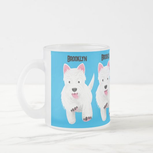 Schattig wit west highland terrier cartoon matglas koffiemok (Links)
