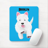 Schattig wit west highland terrier cartoon muismat (Met muis)