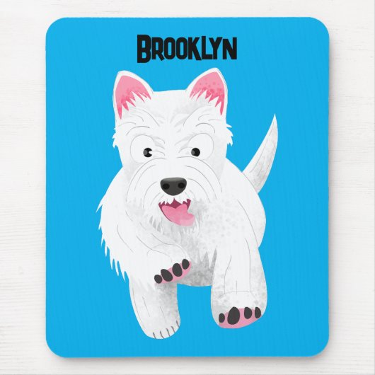 Schattig wit west highland terrier cartoon muismat (Voorkant)