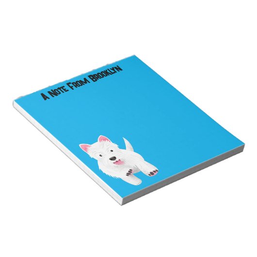 Schattig wit west highland terrier cartoon notitieblok (Schuin)