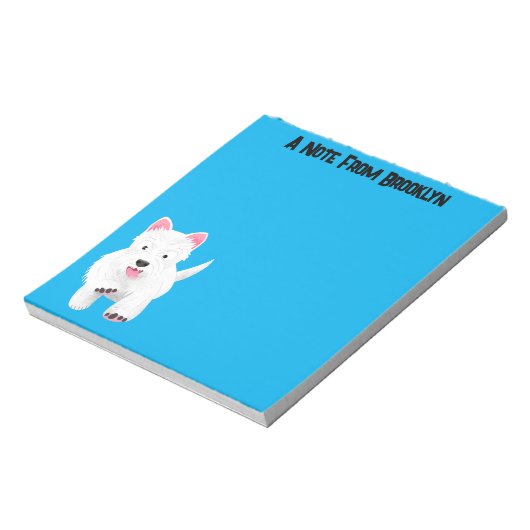 Schattig wit west highland terrier cartoon notitieblok (Linkerzijde)