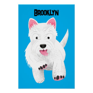 Schattig wit west highland terrier cartoon perfect poster