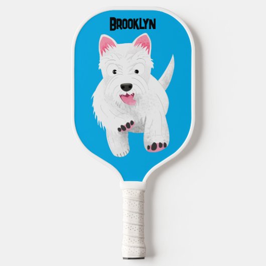 Schattig wit west highland terrier cartoon pickleball paddle (Voorkant)