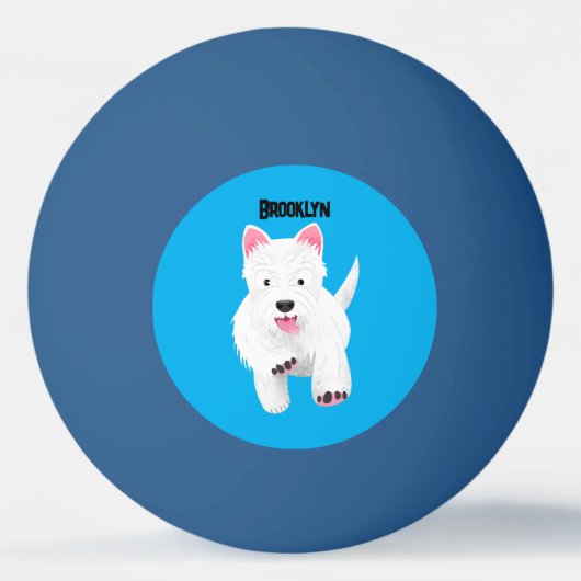 Schattig wit west highland terrier cartoon pingpongbal (Voorkant)