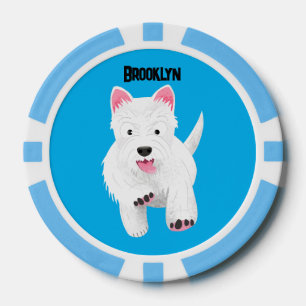Schattig wit west highland terrier cartoon poker chips