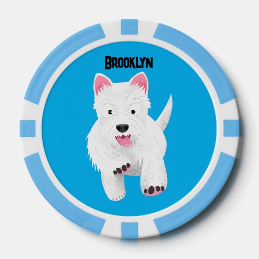 Schattig wit west highland terrier cartoon poker chips (Voorkant)