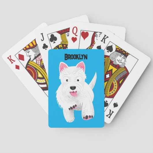 Schattig wit west highland terrier cartoon pokerkaarten (Achterkant)
