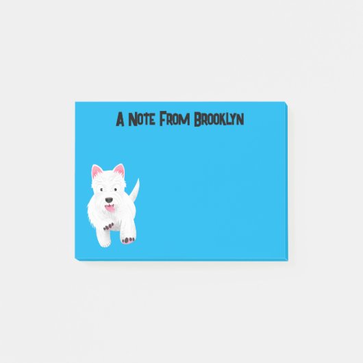 Schattig wit west highland terrier cartoon post-it® notes (Voorkant)