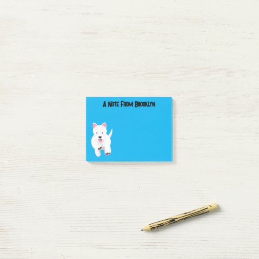 Schattig wit west highland terrier cartoon post-it® notes (Op bureau)