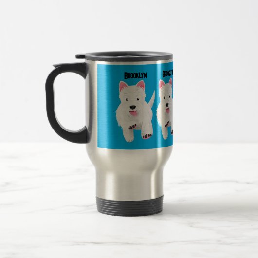 Schattig wit west highland terrier cartoon reisbeker (Links)
