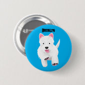 Schattig wit west highland terrier cartoon ronde button 5,7 cm (Voorkant /achterkant)