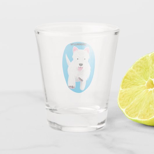 Schattig wit west highland terrier cartoon shot glas (Achterkant)