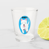 Schattig wit west highland terrier cartoon shot glas (Voorkant)